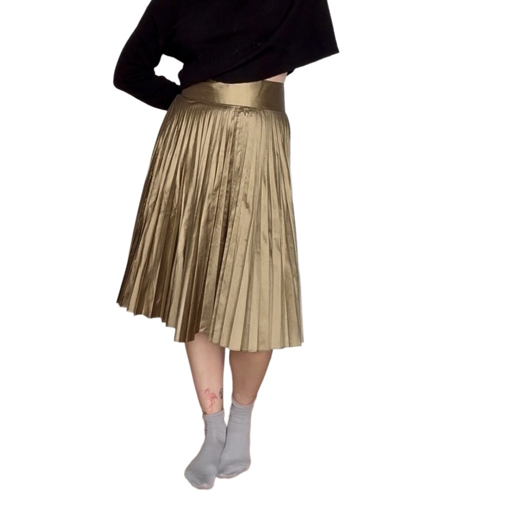 Talbots Gold Midi Pleated Skirt
